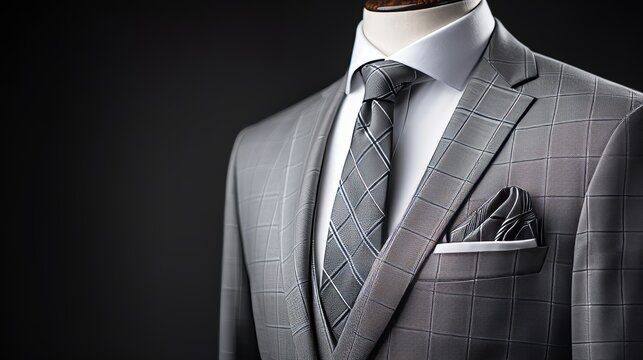Elegant white folded pocket square suit mockup, side view for classic presentation