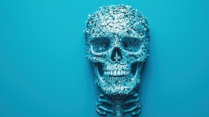 Fragile Resilience - Skeleton Formed by Glass Shards with Copy Space, High Detail 8K Image