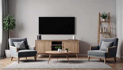 Cozy Living Room with Modern Furniture and a Large Television