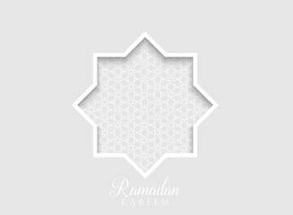 White paper elegant Ramadan greeting card with star