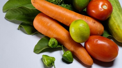 fresh vegetables on a white background