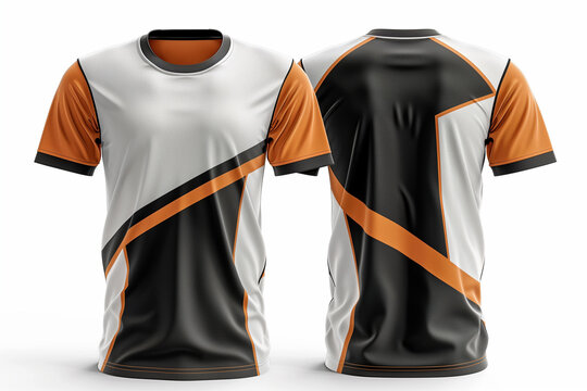 blank esport jersey for man, two side, front and back view, mockup template