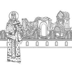 Stefan Urosh V (name english). Coloring page in Byzantine style