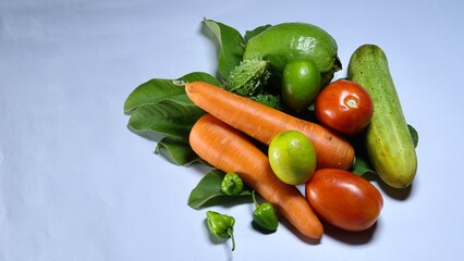 fresh vegetables on a white background