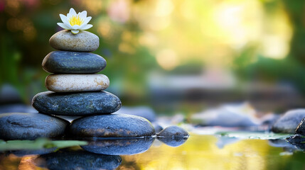 A stack of smooth, round stones balanced on top of each other,