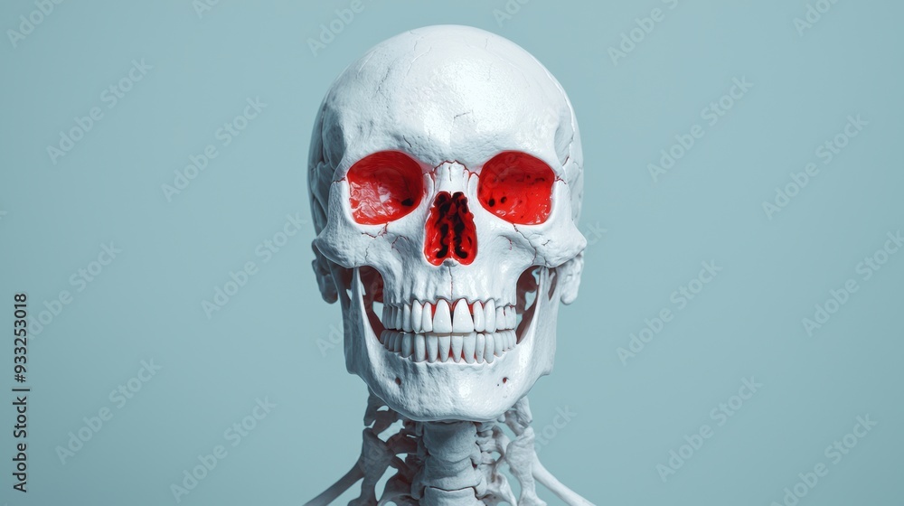Poster detailed visualization of skeletal trauma, fractures, and forensic clues with copy space for text in