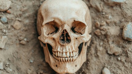 Revealing the Hidden Past: Detailed Visualization of Historical Trauma in Skeletal Remains with Copy Space, 8K Resolution