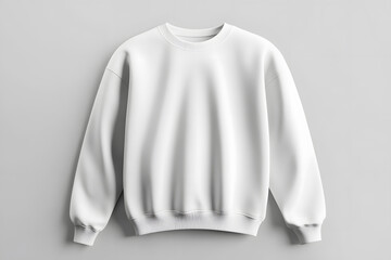 Mockup of white sweatshirt, blank pullover with a long sleeve, isolated on white background