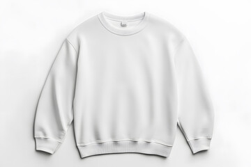 Mockup of white sweatshirt, blank pullover with a long sleeve, isolated on white background