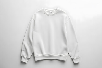 Mockup of white sweatshirt, blank pullover with a long sleeve, isolated on white background