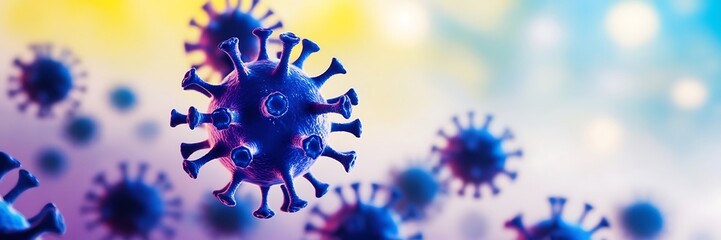medical illustration with close up image of abstract virus cells illustration