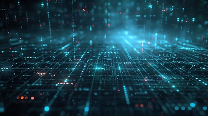Futuristic digital network, abstract technology background with glowing blue lines and data streams, 3D illustration.