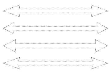 Obraz premium Dashed straight long double vector arrow set 