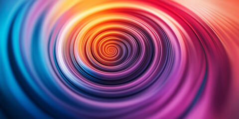 An abstract swirl of vibrant colors forming a hypnotic vortex, creating a sense of depth and motion. The gradient colors range from warm reds and oranges to cool blues and purples, ideal for dynamic 