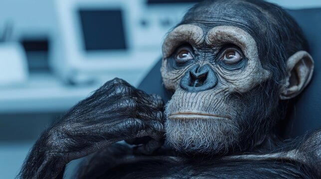 Paleontologist Ancestor: Illustration of Fossilized Human Explorer in Early Hominid Evolution with Copy Space, 8K High Detail.