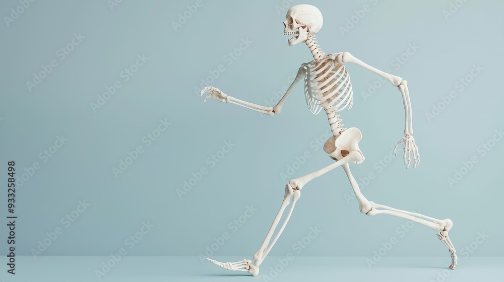 Aufkleber turbocharged agility - high detail skeleton sprinting pose with copy space for text in 8k resolution