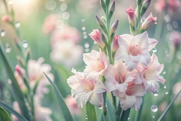 Delicate Dreamy Gladioli Blooms Soft
