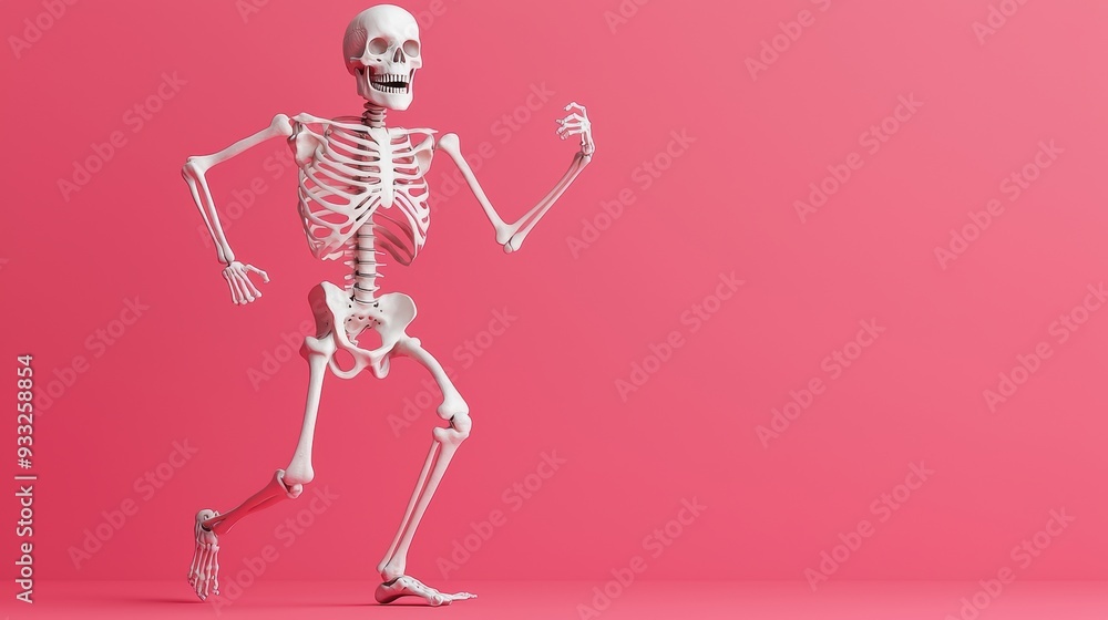 Aufkleber dynamic skeleton gymnast in acrobatic pose - high detail 8k illustration with copy space for text