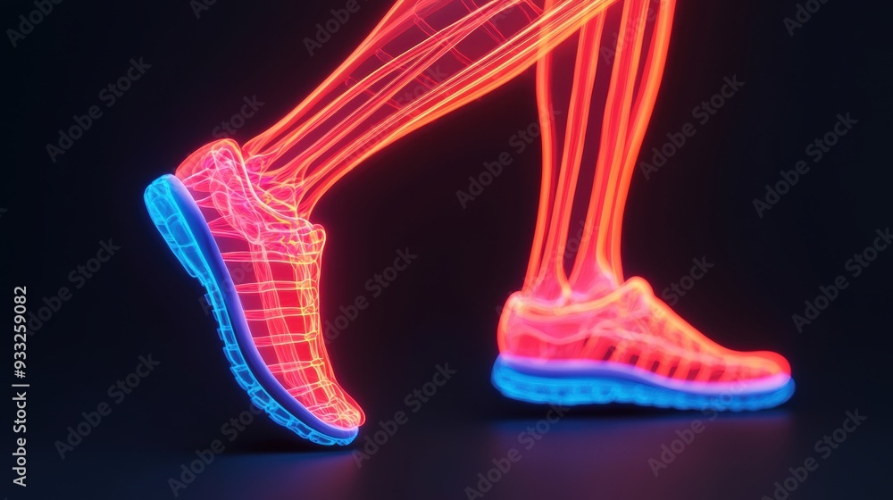 Aufkleber anatomy of muscle and tendon interaction with bones in physical activity - detailed 8k visualization