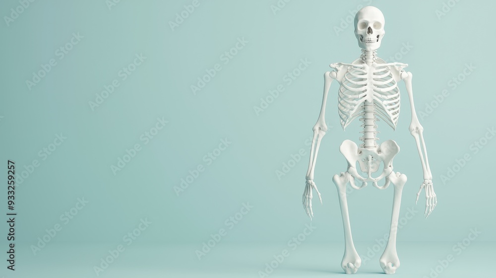 Poster graceful skeleton - artistic representation of balanced standing posture with copy space, 8k resolut