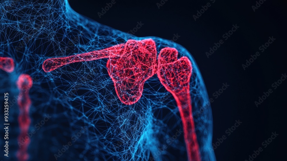Aufkleber dynamic motion analysis of joint kinematics - detailed artistic visualization with copy space for te