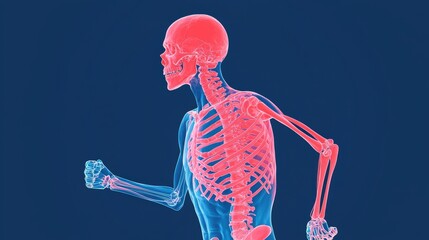 Enhanced Illustration of Bone Stress and Strain Dynamics During Physical Exertion with Copy Space, 8K Resolution