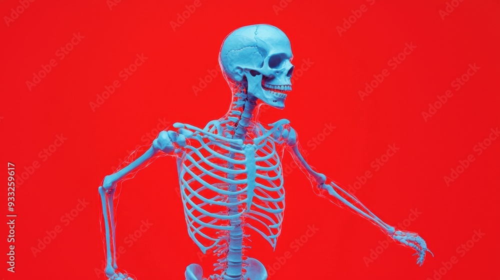 Aufkleber dynamic skeleton stability in artistic 8k rendering with copy space for text