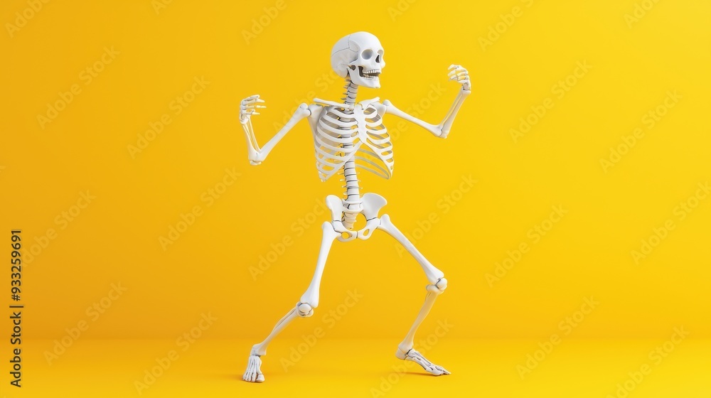 Poster dynamic skeleton: illustration of stability and motion in high detail for 8k resolution with copy sp