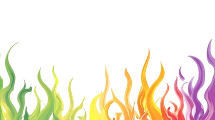 Abstract Rainbow Fire Flames on White Background