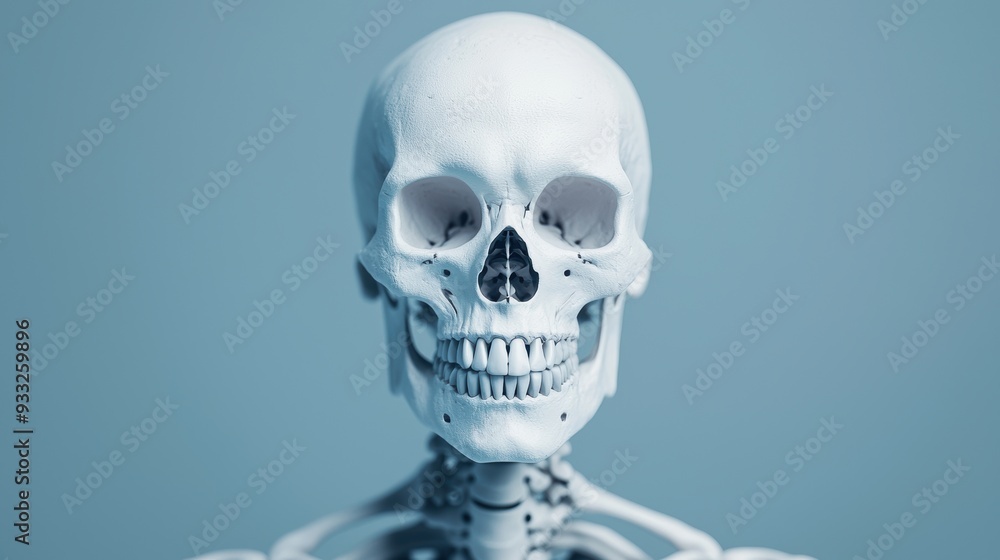 Poster detailed 8k visualization of human skeletal system in anatomy context with copy space for text
