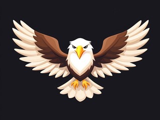 Obraz premium Vector illustration of a majestic eagle with outstretched wings on a dark background, symbolizing strength and freedom.