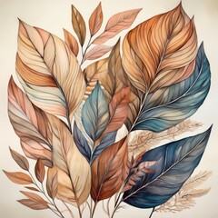 Nature Watercolor Botanical Elements Soft Earth Tones