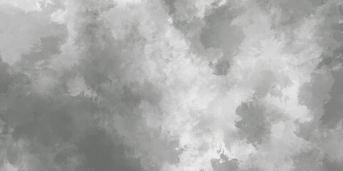 Abstract white and gray isolated cloud cumulus clouds. Gray aquarelle painted realistic fog or mist smoky textured canvas design. White and ash messy wall stucco texture background.
