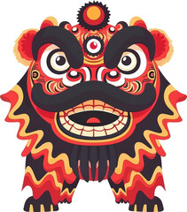 Fototapeta premium Red and black lion dance costume