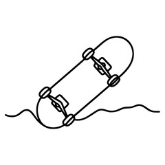 one line drawing skateboard sport vector illustration template design