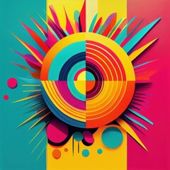 Trendy Minimalist Pop Art Illustration in Bright Colors