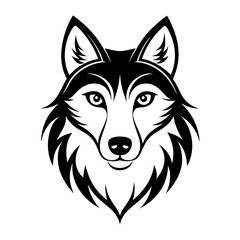Naklejka premium Black and White Wolf Symbolic of Wilderness and Freedom, Print