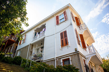 selective shot, white house rising to blue sky, prince islands, adalar, istanbul