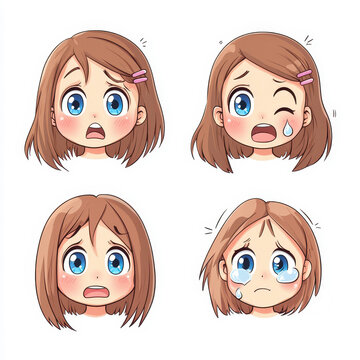 Explore adorable Twitch emotes featuring a Kawaii girl, from happy to shy, each designed with charm and color