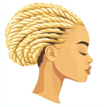 blonde braided hair woman profile portrait clip art preview