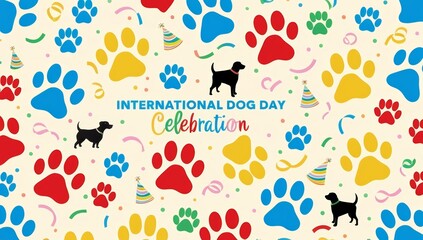 Fototapeta premium A vibrant and playful flat background for International dog day