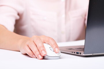 Concept of woman working with laptop computer