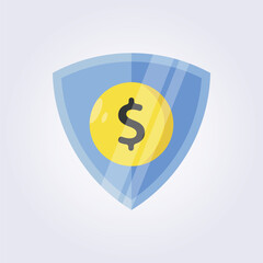 flat money shield protection icon logo vector illustration design