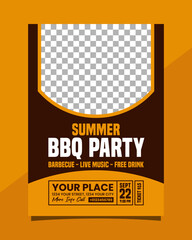 Summer BBQ party vertical poster template design