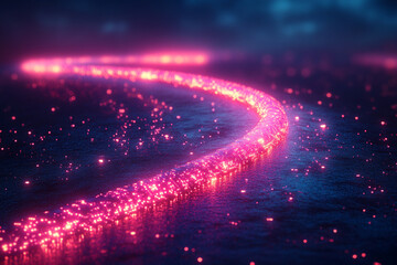 A wave of neon light spiraling upwards leaving a glowing