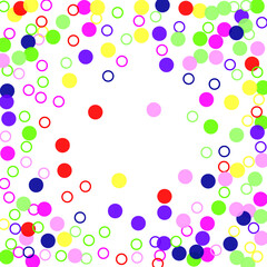 Set of frame illustrations with colorful geometric shape icons, confetti, and line ornaments. Bright, colorful memphis style pattern from simple geometric forms and simple colors. 