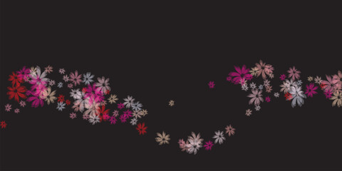 Scaevola simplistic flowers vector illustration. Gentle meadow bloom elements scattered.  Beautiful flowers Scaevola simple bloom. Summer daisies