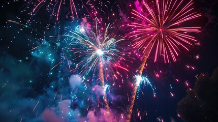 Fireworks Display in the Night Sky