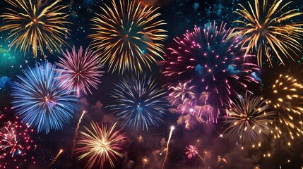 Fototapeta premium A Spectacular Fireworks Display Illuminates the Night Sky