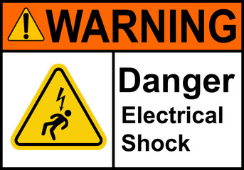 Electric shock sign. High voltage cable warning sign. High voltage equipment. Caution, do not touch...